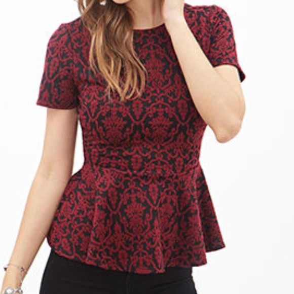 Forever 21 Tops - Forever 21 Damask Peplum Top